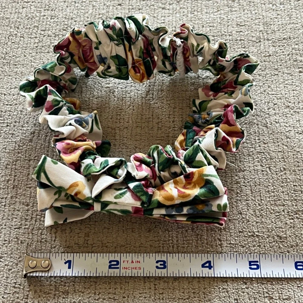 Longaberger Vintage Fabric Basket Garter w/Bow Garden Splendor Small